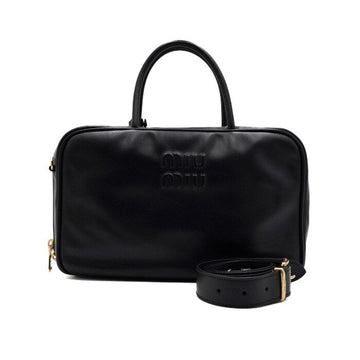 Miu Miu Black Embossed Logo Top Handle Tote Bag and Shoulder Bag 5BB117 160071976 [P]
