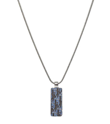 Dior Blue Oblique Plate Silver Necklace 66137 160073480 [P]