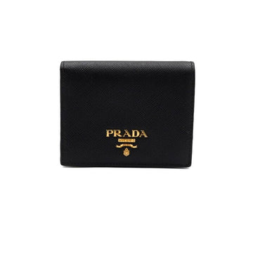 PRADA ブラック サフィアーノ ゴールドロゴ スナップ レディース 財布 1MV204 160074617 [P]