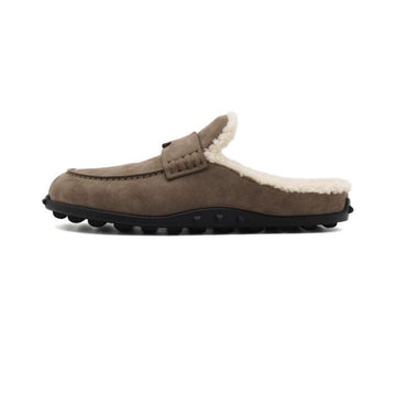 HERMES H Cut-Out MIX Mules aus Ecru Suede und Shearling H261144Z 160075704 [P]