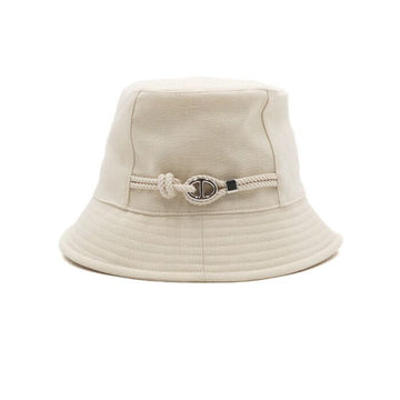Hermes White Linen Bucket Hat with Palladium Detail H261054N 160084617 [P]