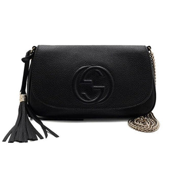 GUCCI Schwarze Soho Quasten Interlocking Ketten Schultertasche und Umhängetasche 536224 160108500 [P]