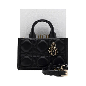 DIOR Mini Schwarze Makro Cannage Ledertasche Damen Book Tote mit Goldfarbenen Logo 26Saison 160108560 [P]
