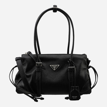 Prada Medium Antique Leather Tote Bag Black 160165671 [P]