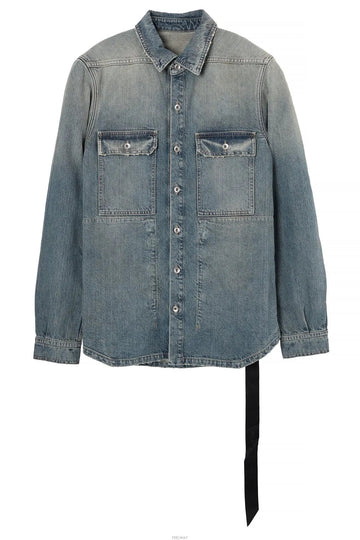 Rick Owens Distressed Washed Indigo Outer Shirt 158394983 [P]