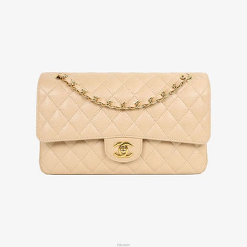 CHANEL Classic Flap Bag Medium Beige with Gold Hardware A01112 160168940 [P]
