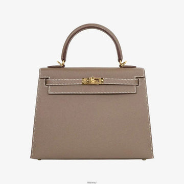 Hermes Unused Kelly Sellier 25 Etoupe G Stamp Gold Hardware MT02U8IR 160170245 [P]