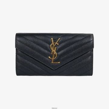 Saint Laurent Monogram Matlasse Long Wallet Black with Gold Hardware 372264 160170365 [P]