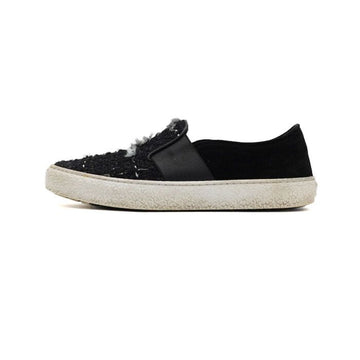 CHANEL Black Tweed Suede Women's Slip-On Sneakers G31713 160185223 [P]