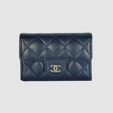 CHANEL Classic Caviar Flap Card Wallet Navy AP0214 15238 160185605 [P]