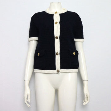 Gucci Fine Two-Tone Crochet Cotton Mini Women's Short Sleeve Cardigan 819373 160186249 [P]