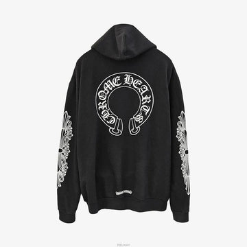 Chrome Hearts Horseshoe Floral Logo Fleece Zip-Up Hoodie XXL Black F8BQI4BP 160189378 [P]