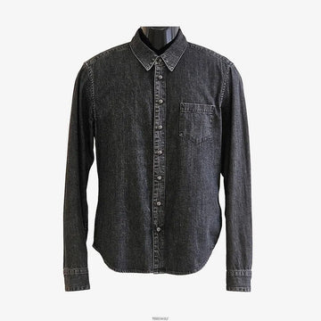 CHROME HEARTS Lederpatch Shirtjacke gewaschen Schwarz B4OCMJNW 160189653 [P]