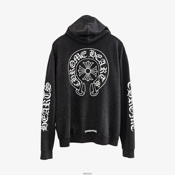 CHROME HEARTS Vertikaler Kapuzen-Sweatjacke XL Schwarz Monogramm 9S7OACE2 160259437 [P]