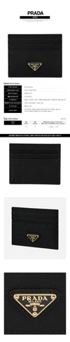 Prada Saffiano Triangle Card Case Black 160191759 [P]