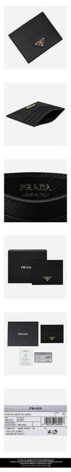 Prada Saffiano Triangle Card Case Black 160191759 [P]