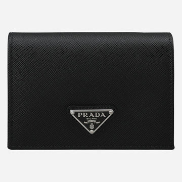 PRADA サフィアーノ トライアングル ロゴ 二つ折り財布 ブラック シルバー 1MV021 QHH F0632 160192304 [P]