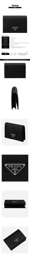 Prada Saffiano Triangle Logo Wallet Black Silver 1MV021 QHH F0632 160192304 [P]