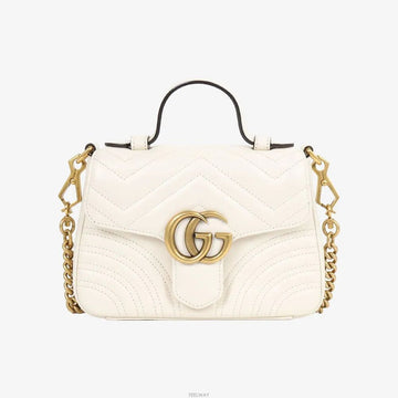 GUCCI マーモント ミニ トップ ハンドル バッグ ホワイト 547260 160192282 [P]