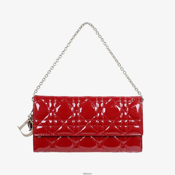 DIOR Damen-Lackleder-Ketten-Clutch Kirschrot LQLG8JT0 160193882 [P]