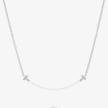 TIFFANY & CO Tスミールペンダント ダイヤセッティング ネックレス ホワイトゴールド MQS8P 160193883 [P]