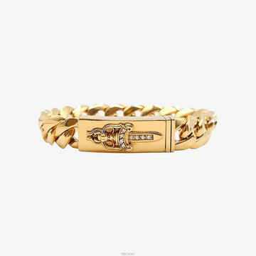 Chrome Hearts Dagger ID Classic Link Bracelet 22K Gold 0N636L2O 160194124 [P]
