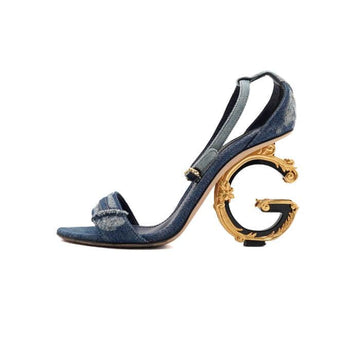 DOLCE & GABBANA CR0739 Denim Gold DG Heel Damen Sandalen Schuhe aa64416 aa64377 156853789 [P]