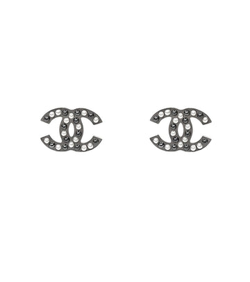 CHANEL Pearl CC Silver Earrings 62252 160199905 [P]