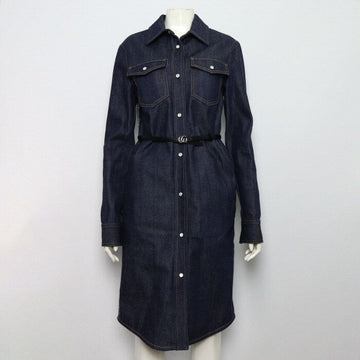 Gucci Denim Cotton Jacquard Belted Women's Dress Jacket 812705 160200825 [P]