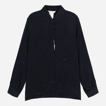MAXMARA コンシールドボタンシルクシャツ ネイビー 2621116021600 003 160201952 [P]