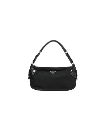 PRADA ブラックナイロンホーボーショルダーバッグ 67725 160263731 [P]