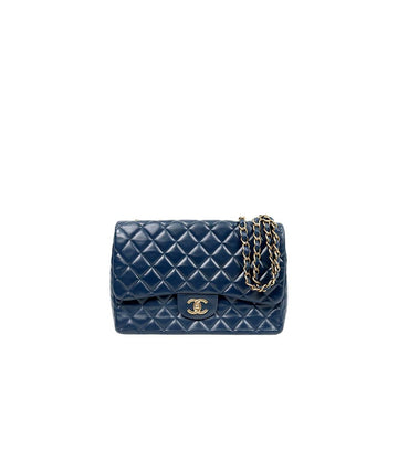 CHANEL Navy Large Lambskin Classic Single Flap Bag 67869 160263733 [P]