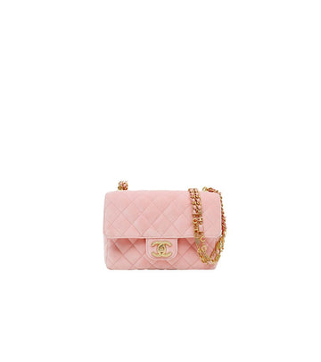 CHANEL Season Mini Pink Velvet Shoulder Bag 67629 160263735 [P]