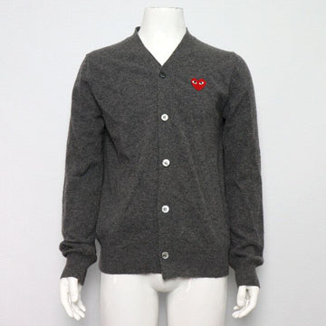 Comme Des Garcons Gray Wool Cardigan with Red Heart Patch for Men AZN008 160340392 [P]