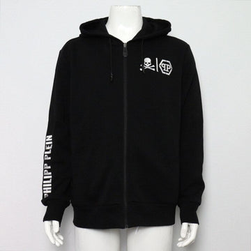 Philipp Plein Black Cotton Blend Skull Logo Embroidered Men's Hoodie Jacket MJB1184 PJO002N 160340559 [P]