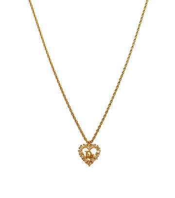 DIOR Cubic Heart Oblique Gold Necklace 66197 160359792 [P]