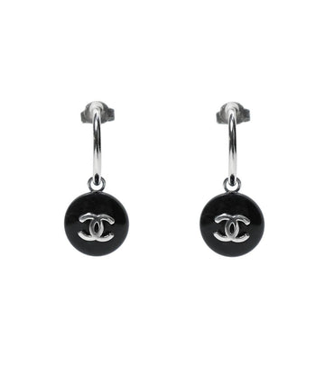 CHANEL Black CC Hoop Earrings 45221 160364253 [P]