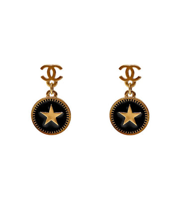 CHANEL Round Star CC Gold Earrings 34898 160364267 [P]