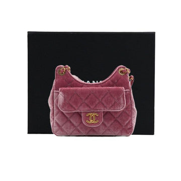 CHANEL Small Pink Velvet Hobo Bag with Gold Chain 4323 160369627 [P]