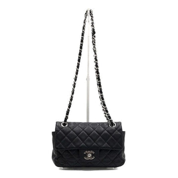 CHANEL Schwarze Caviar Klassisch CC Klappen Schultertasche mit Silberkette Crossbody 67453 160371773 [P]