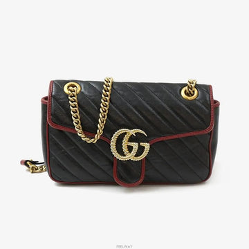 GUCCI GG Marmont Matelassé Chevron ブラック レッド 金具 443497 160406276 [P]