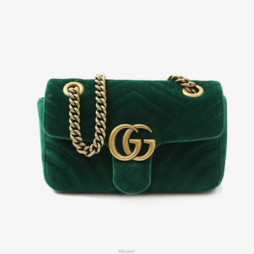 GUCCI マーモント マトラッセ ベルベット グリーン クロスバッグ 446744 160406292 [P]
