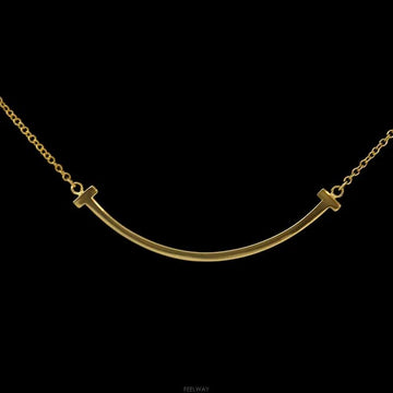 Tiffany & Co 18K Yellow Gold T Smile Pendant Necklace Small 9714945618 160407276 [P]