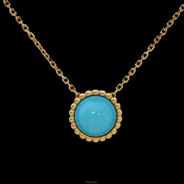 VAN CLEEF & ARPELS 18K Gelbgold Halskette mit Perlen-Color-Pendante Türkis VCARPML800 160407285 [P]