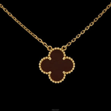 VAN CLEEF & ARPELS ヴィンテージ アルハンブラ カーネリアン 18K イエローゴールド ネックレス 9714968942 160407294 [P]