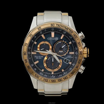 CITIZEN エコドライブ スチールコンビ 青盤 42MM 122554 160409387 [P]