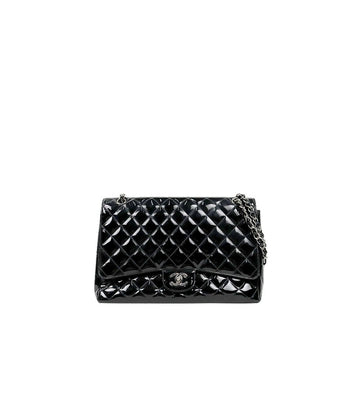 CHANEL Schwarze Maxi-Lackleder Classic Bag mit Einzelklappe 66050 160409696 [P]
