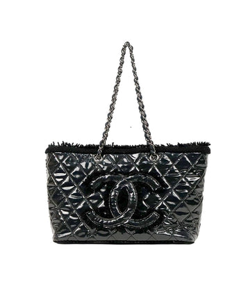 CHANEL Schultertasche mit CC-Kette aus schwarzem PVC 63995 160409702 [P]