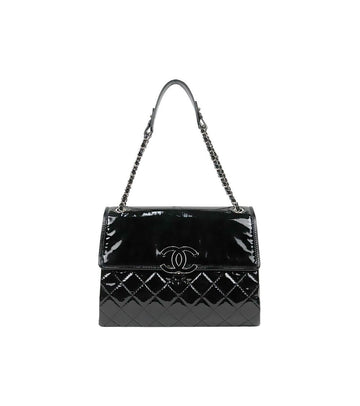 CHANEL Schwarze Lack-Hampton Schultertasche 68413 160409709 [P]