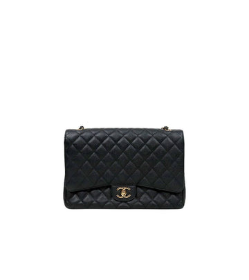 CHANEL ブラック マキシ キャビア クラシックバッグ ダブルフラップ 68066 160409739 [P]